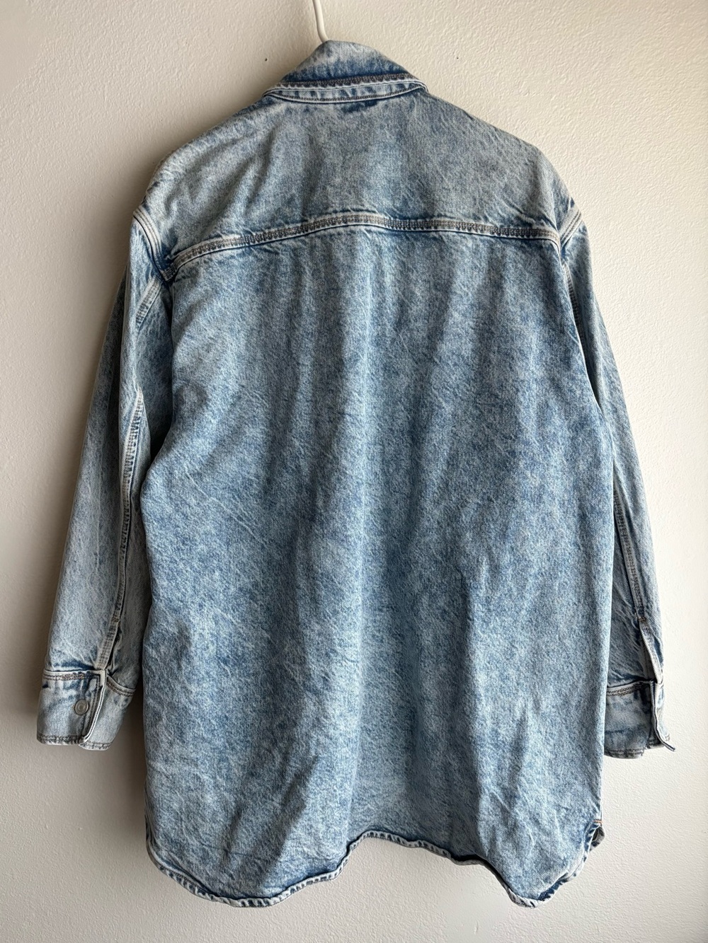 AllSaints Lily Shacket Dress Heavyweight Denim Button-Up Light Wash Women’s US 4 - Picture 8 of 15